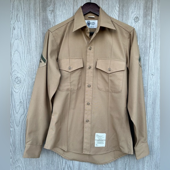 USMC Marine Corp Military Long Sleeve Button Down Uniform Shirt Size Medium - Picture 1 of 5